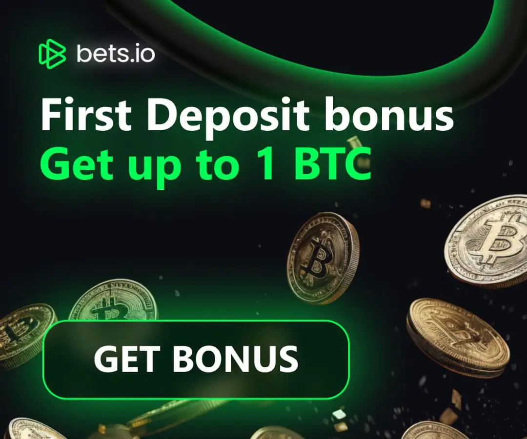 Image of a 100% up to 1 BTC for 1st deposit + 100 FS bonus