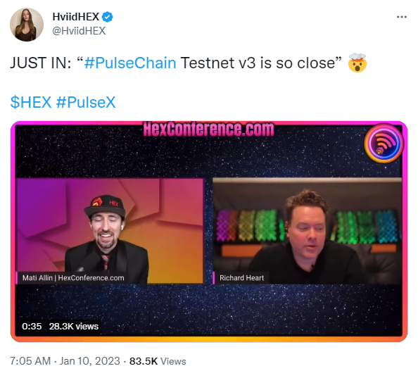 Pulse Chain Testnet V3 Tweet