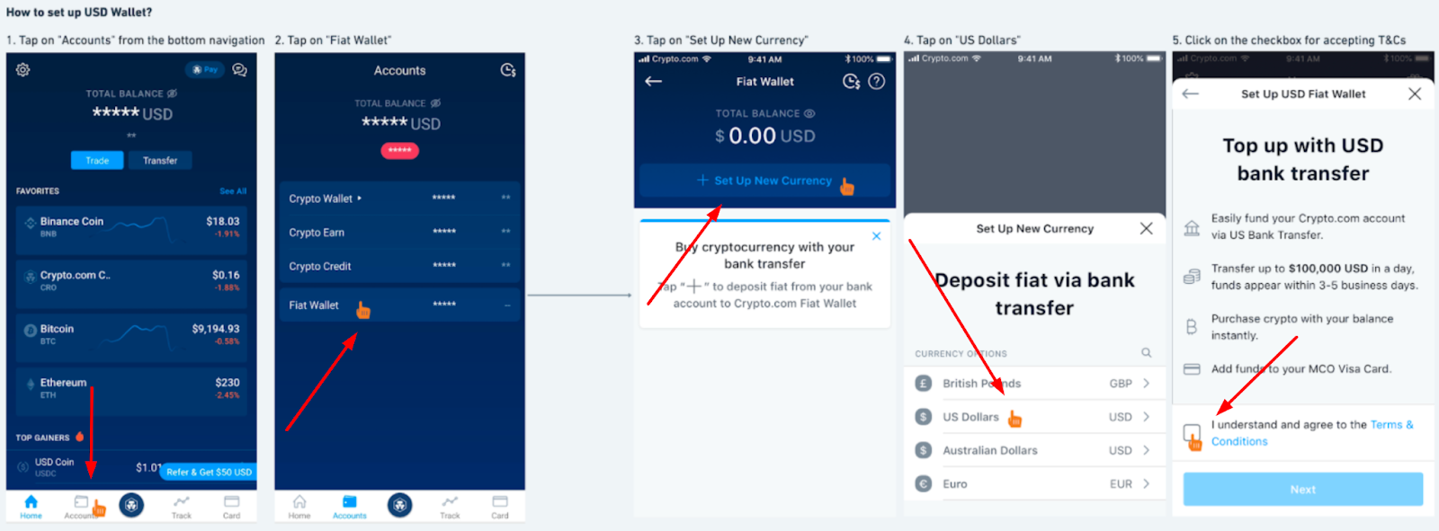 How to set up a Usd Fiat Wallet on Crypto.com