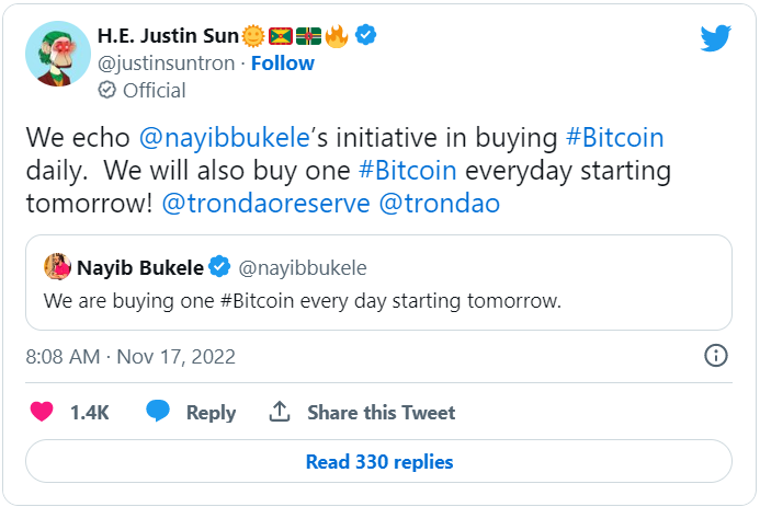 1 Btc a Day Tweet Screenshot