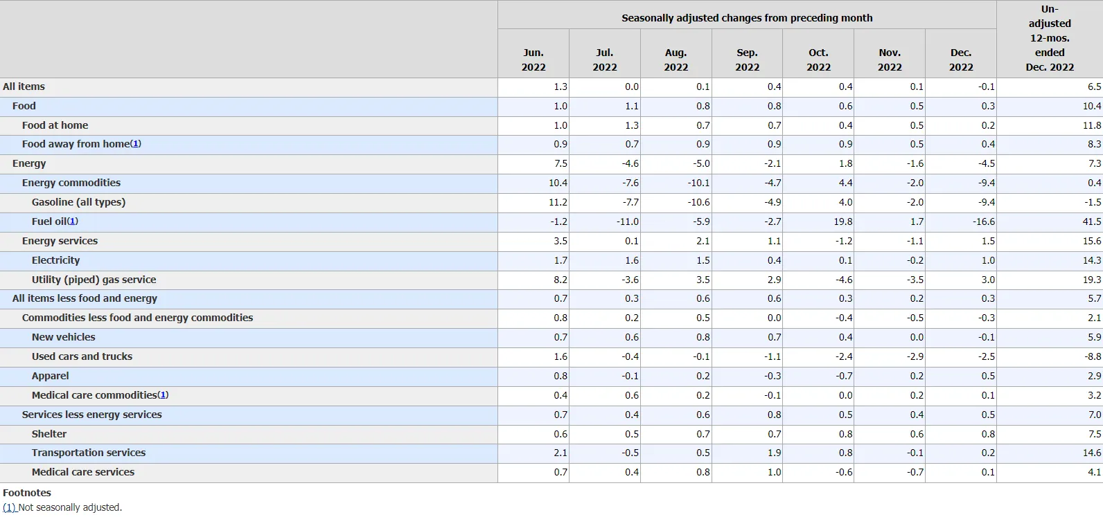 CPI Report. Source - Bureau of Labor Statistics