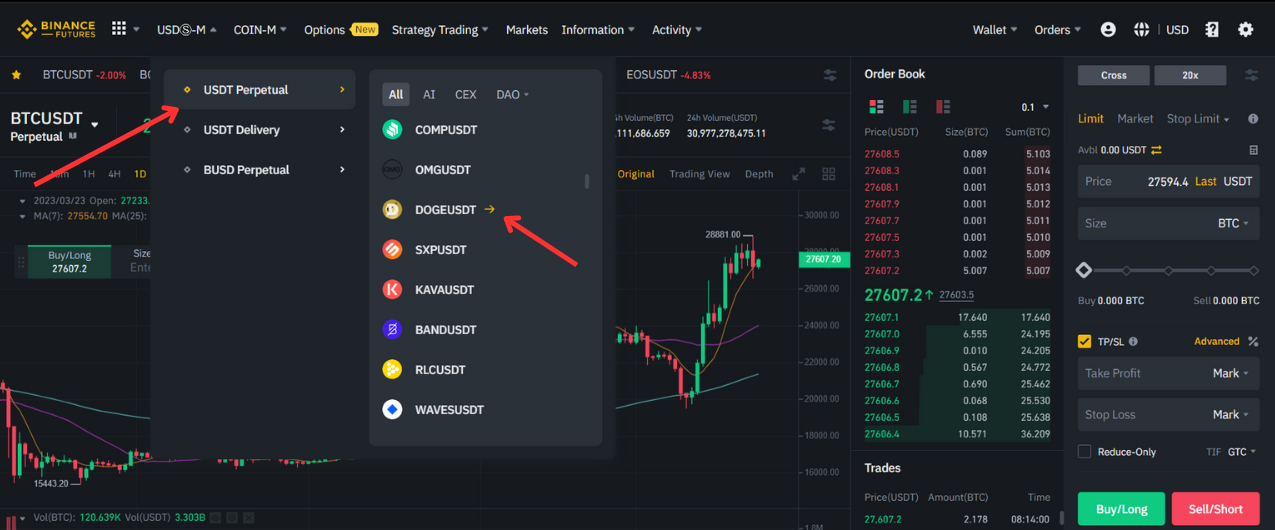 how to short Dogecoin Binance futures Step 3