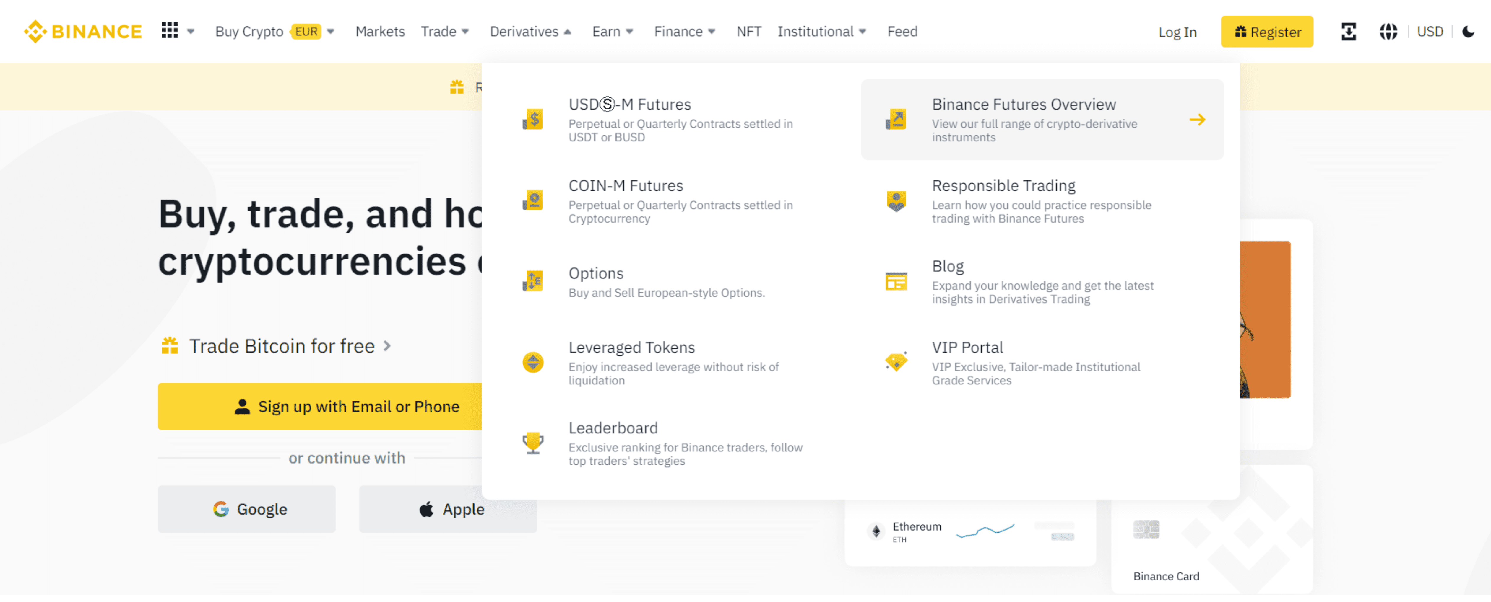 Binance Drivatives, Futures, Options, Leveraged Tokens